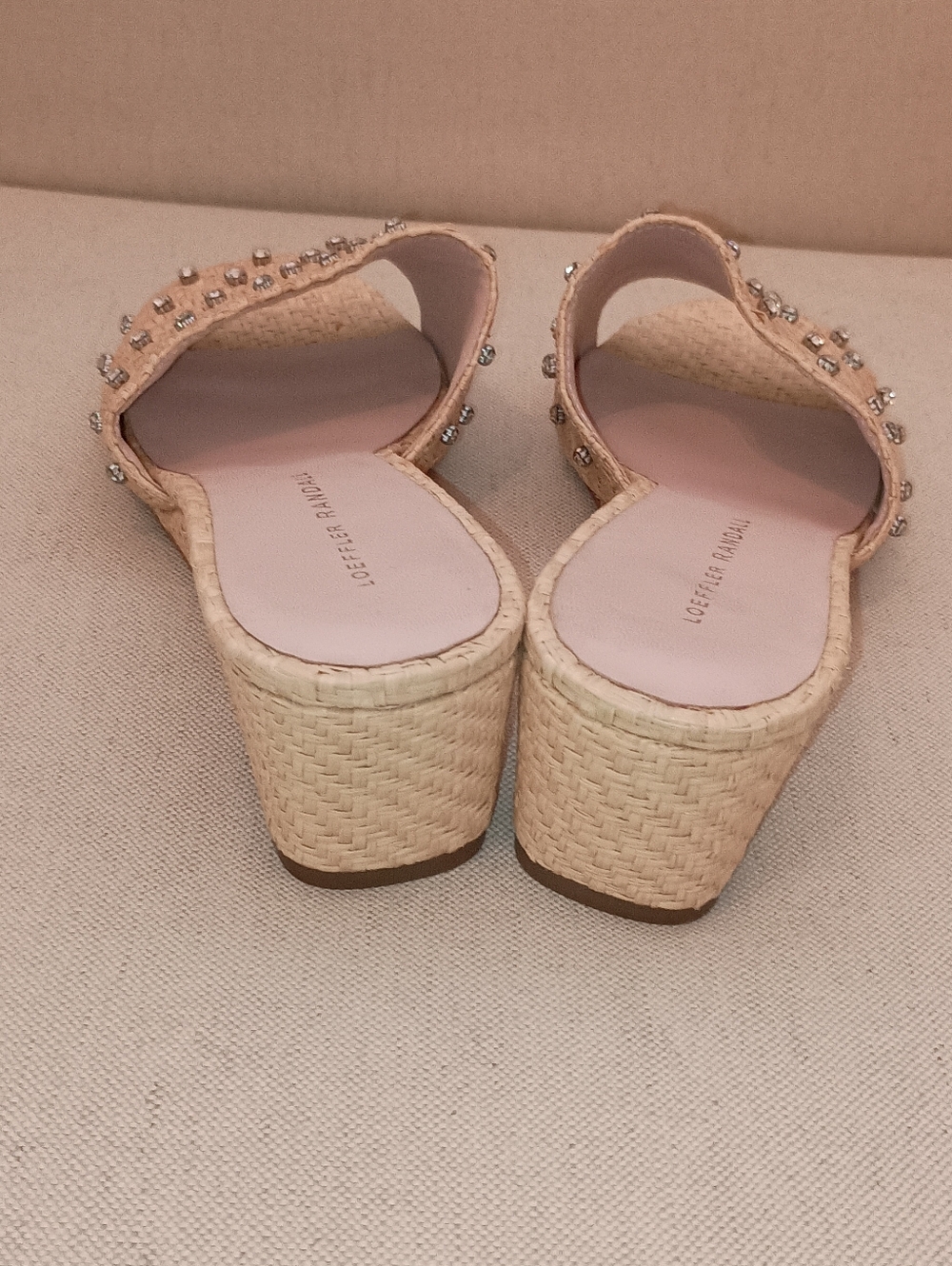 Loeffler Randal Twilly Wedge Slides Natural Straw Raffia Size 8.5 - Picture 11 of 13